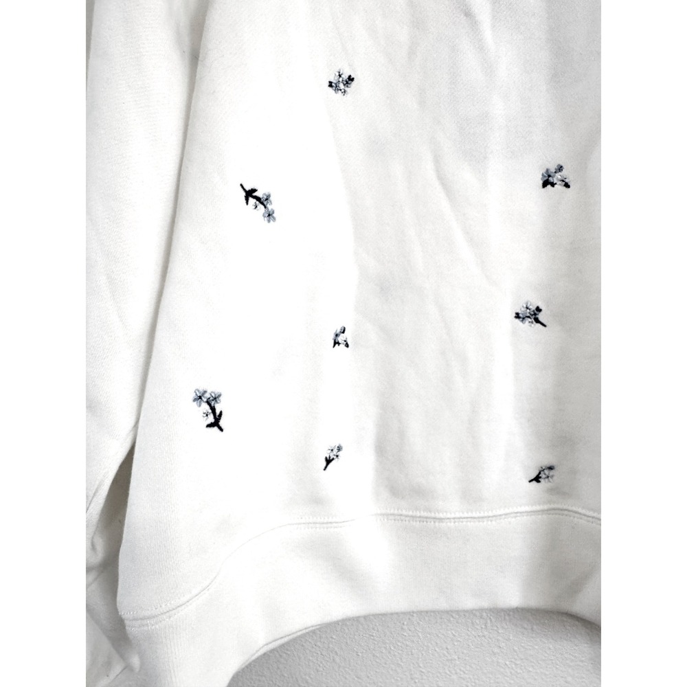 Rails Tiffany Floral Embroidered Puff-Sleeve Sweatshirt in White/Blue Iris - Picture 3 of 5